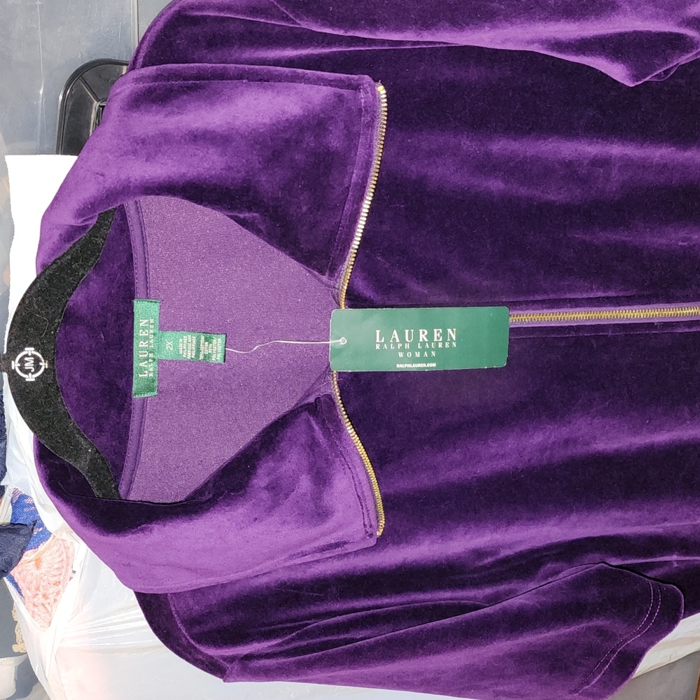 Ralph Lauren  plus 2X purple velvet hoodie